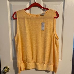NWT XL LOFT yellow floral sleeveless top with waist gathers